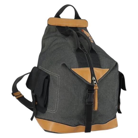 LOEWE Eye Nature Convertible Backpack Canvas Leather Gray Silver Auth bs31537 main image 7